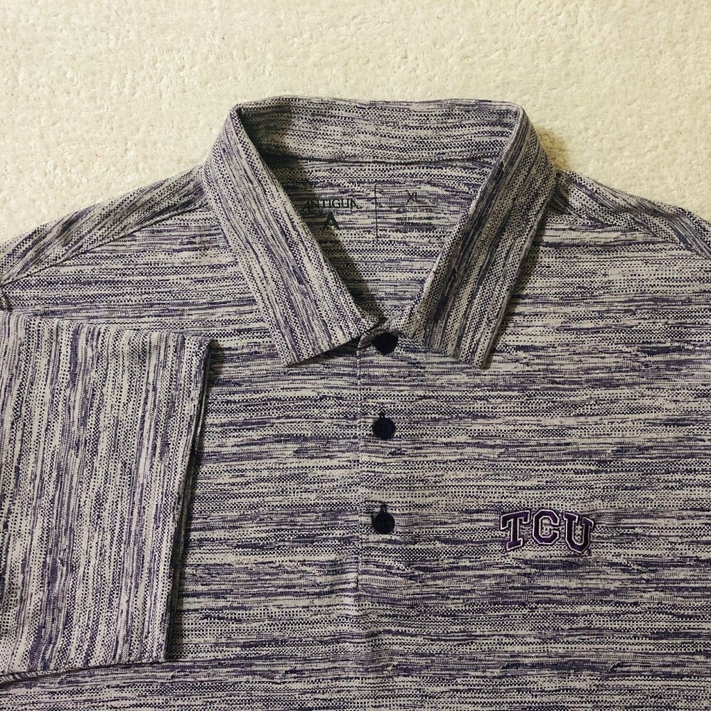 TCU Horned Frogs Antigua Purple Polo Shirt‎ Men's Size XL